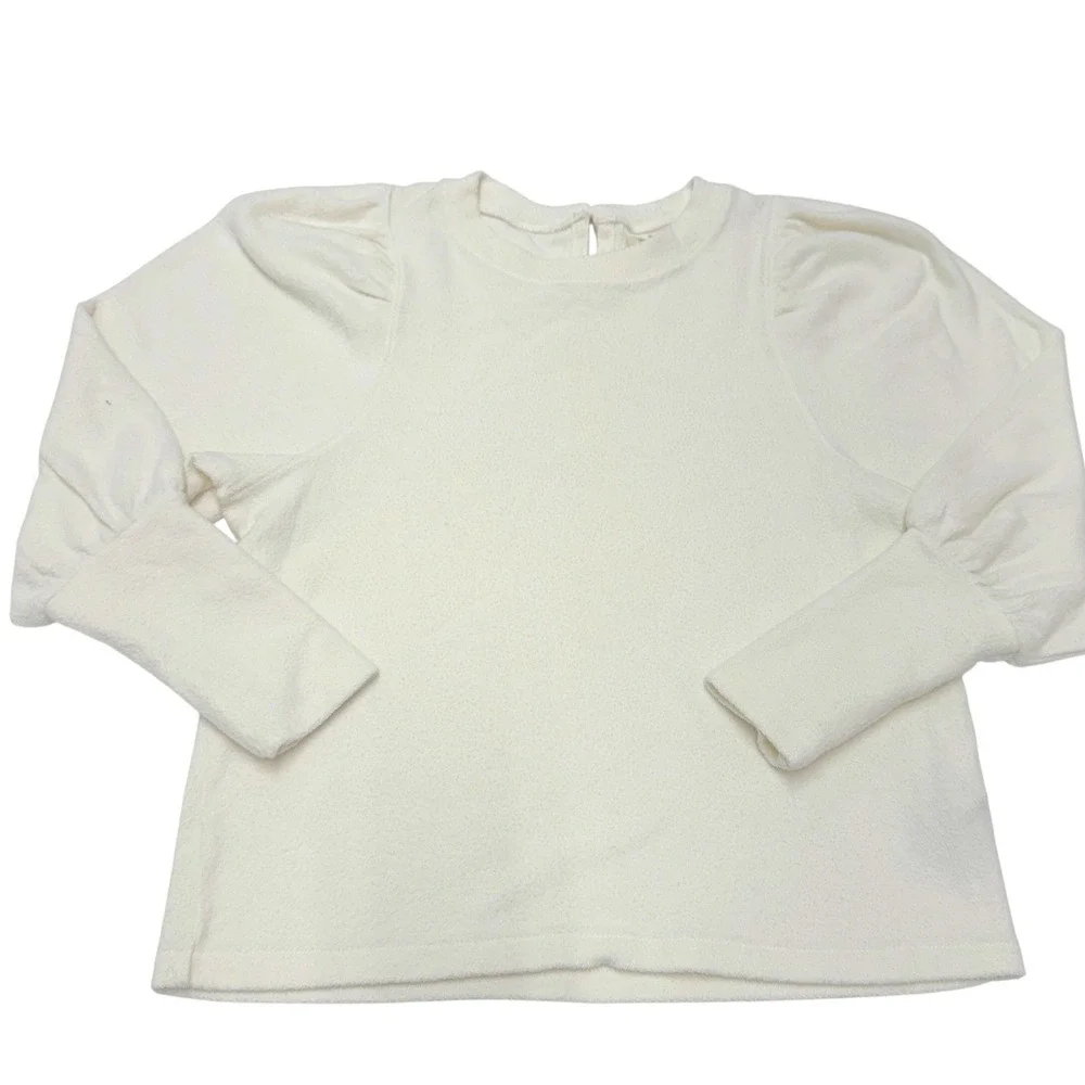 Madewell Shirt Womens XS‎ Cream Brushed Puff Sleeve NG574 Knit Top